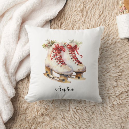 Personalized Ice Skating Throw Pillow Custom Name