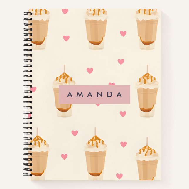 Personalized Iced Cappuccino Frappe Pattern Notebook (Front)