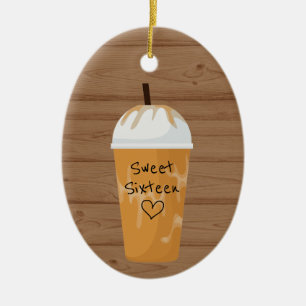 Personalized Iced Coffee Sweet Sixteen Christmas Ceramic Ornament