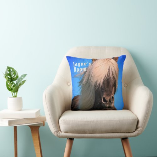 Personalized Iceland Pony Long Mane Throw Pillow