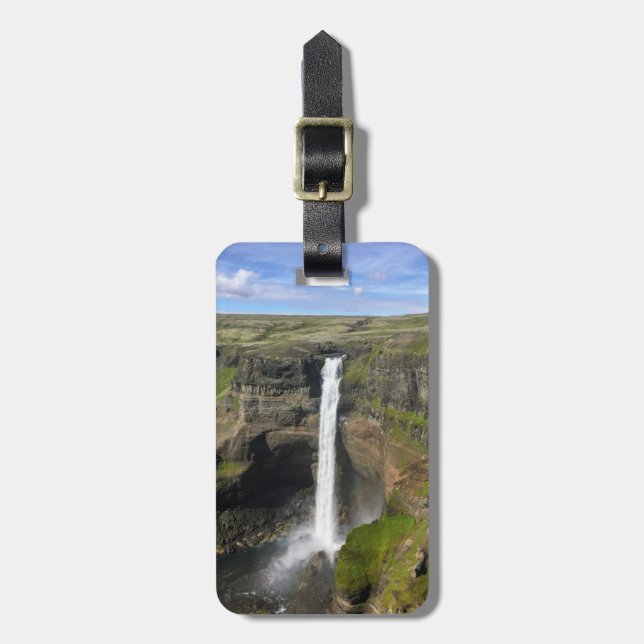 Personalized Iceland waterfall - luggage tag (Front Vertical)