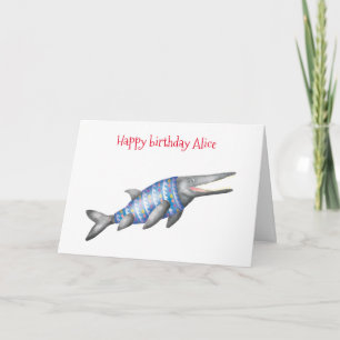 Personalized Ichthyosaur birthday card