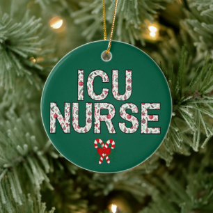 Personalized ICU Nurse Christmas First Year Gift Ceramic Ornament