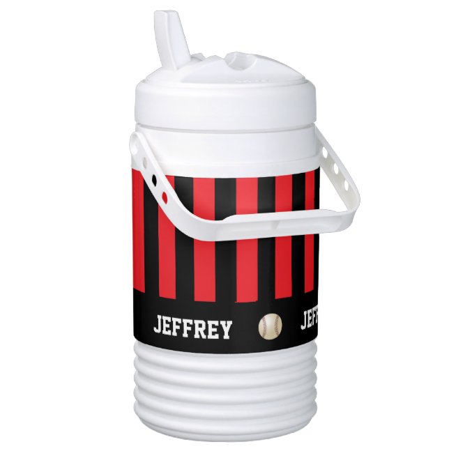 Personalized Igloo Beverage Cooler, Baseball, Red Cooler (Opened)