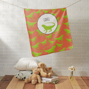 Personalized Iguana Lizard Pattern  Baby Blanket