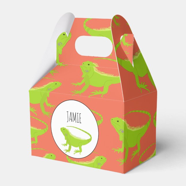 Personalized Iguana Lizard Pattern Favor Boxes (Front Side)