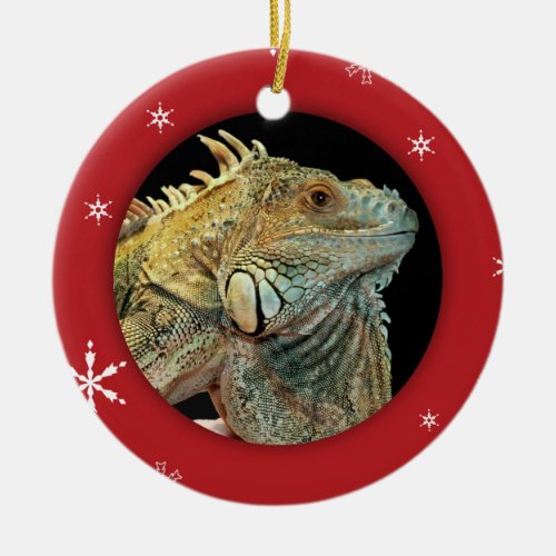 Personalized IguanaPet Photo Holiday Ceramic Ornament