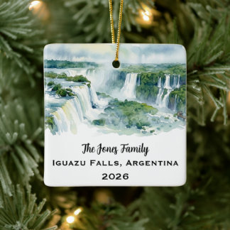 Personalized Iguazu Falls Christmas  Ceramic Ornament