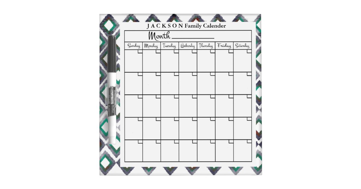 Personalized Ikat Calendar Dry Erase Board Zazzle