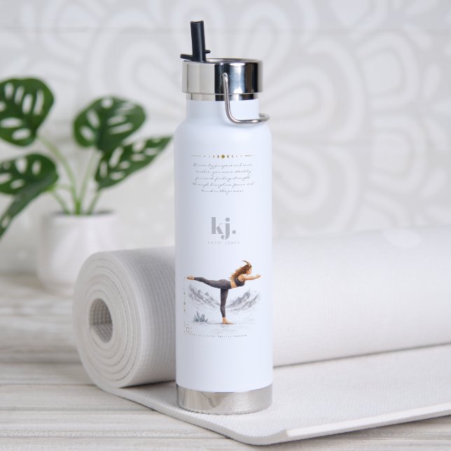 Personalized Illustrated Capricorn Zodiac Quote Water Bottle (Yoga (Rotated))