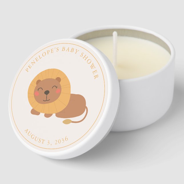 Personalized Illustrated Lion Cute Animal Soy Wax Mini Candle Favors (Corner)