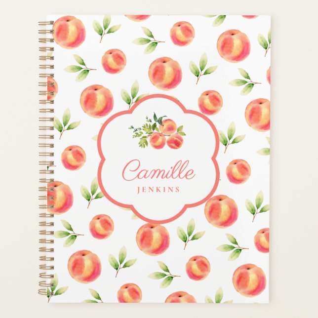 Personalized Illustrated Peach Name Planner (Front)