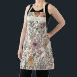 Personalized Illustrated Wildflowers Boho Apron<br><div class="desc">A modern earthy boho illustrated apron with watercolor wildflowers in pink orange and green leaves personalized with your name in a cute script. The background is a creamy hue.</div>