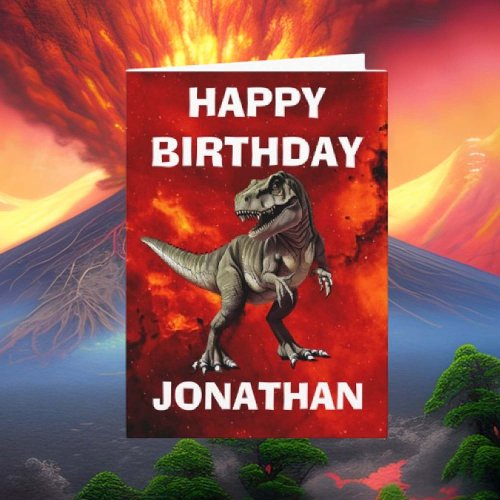 Personalized illustration T Rex Card