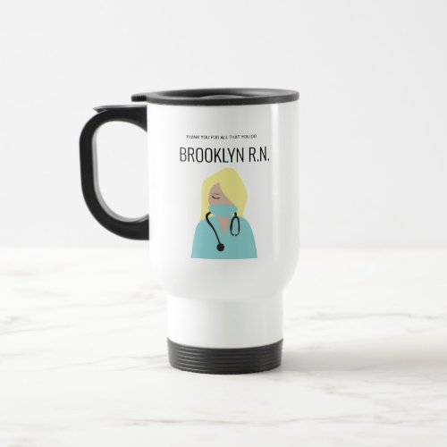 Personalized illustration Thank you Nurse Travel Mug