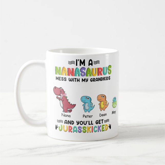 Personalized I'm a nanasaurus up to 3 kids   Coffee Mug (Left)