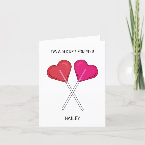Personalized Im a Sucker For You Heart Lollipop  Holiday Card