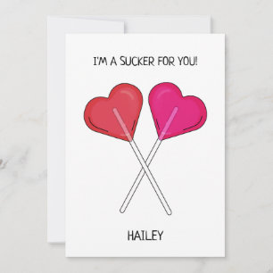 Personalized I'm a Sucker For You Heart Lollipop  Holiday Card