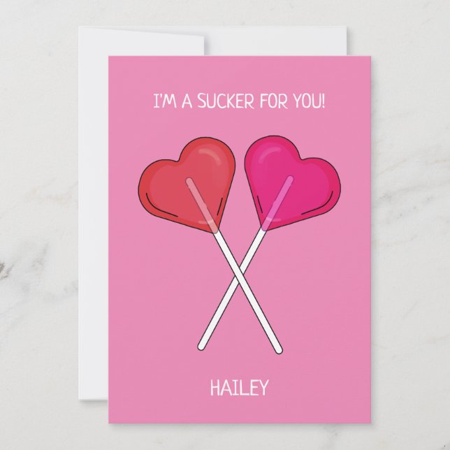 Personalized I'm a Sucker For You Heart Lollipop  Holiday Card (Front)