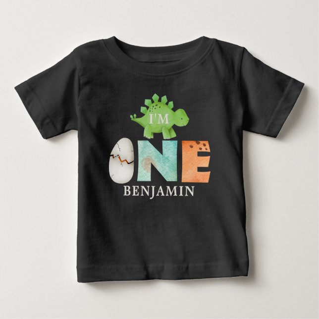 Personalized I'm ONE Dinosaur First Birthday  Bab  Baby T-Shirt (Front)