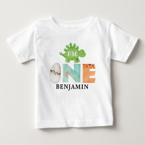 Personalized Im ONE Dinosaur First Birthday  Bab Baby T_Shirt