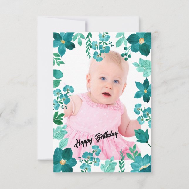 Personalized image and Text Happy Birthday Card  (Front)