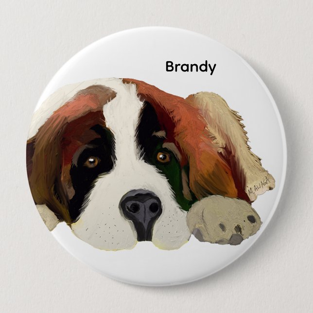 Personalized Image & Name or Buy As-Is St. Bernard Button (Front)
