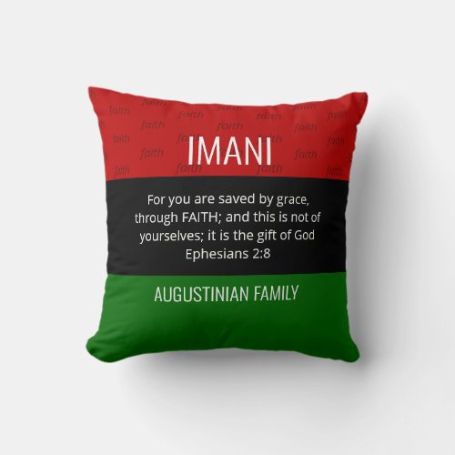 Personalized IMANI Faith Kwanzaa Throw Pillow