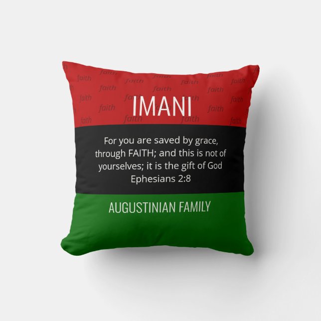 Personalized IMANI Faith Kwanzaa Throw Pillow (Front)
