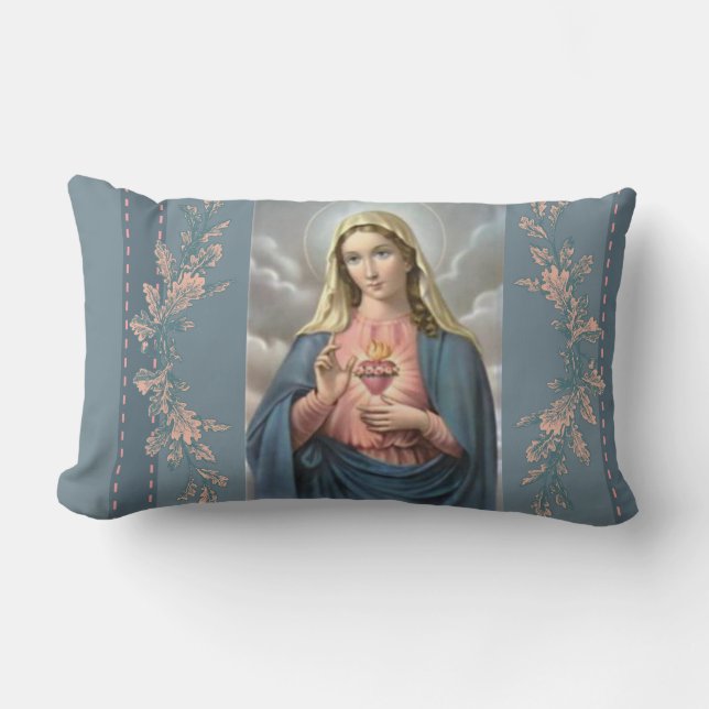 Personalized Immaculate Heart of Mary Lumbar Pillow (Front)