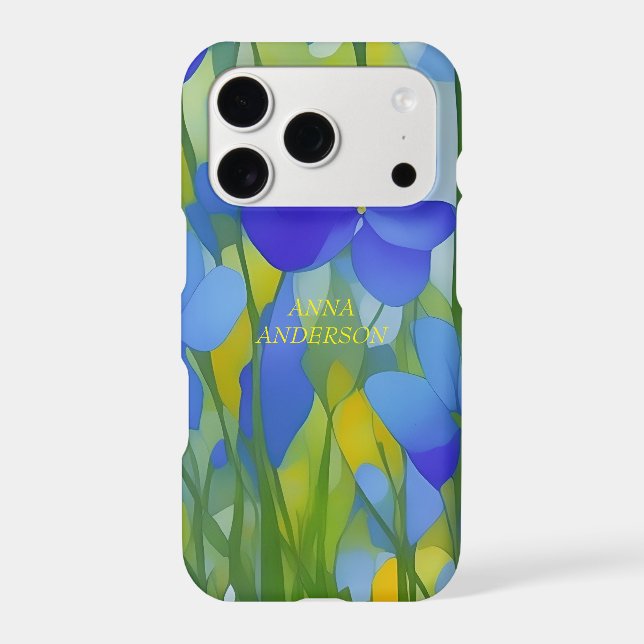 PERSONALIZED Impressionist Texas Bluebonnets Iphone Case (Back)