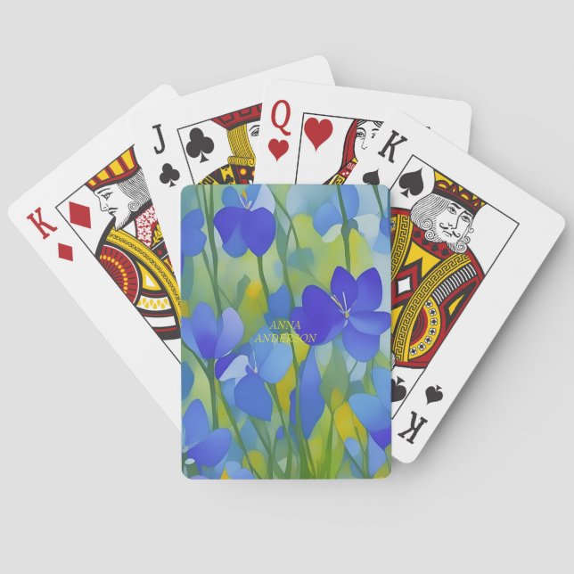 PERSONALIZED Impressionist Texas Bluebonnets Poker Cards (Back)