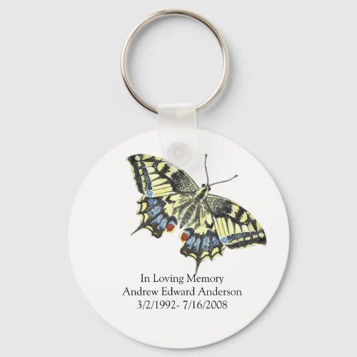 Personalized In Loving Memory Butterfly Memorial Keychain