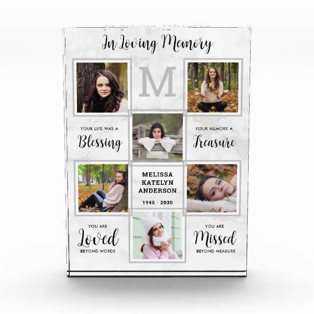 Personalized In Loving Memory Keepsake Memorial Photo Block (Front)