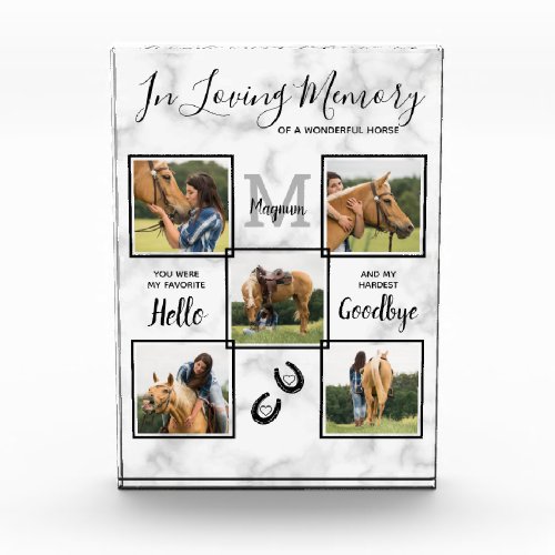 Personalized In Loving Memory Pet Horse Memorial Photo Block
