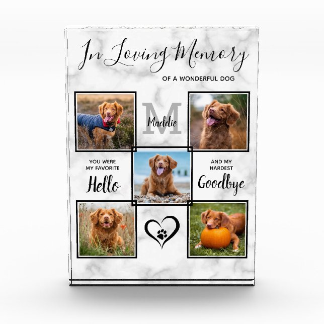 Personalized In Loving Memory Pet Memorial Collage Photo Block (Front)