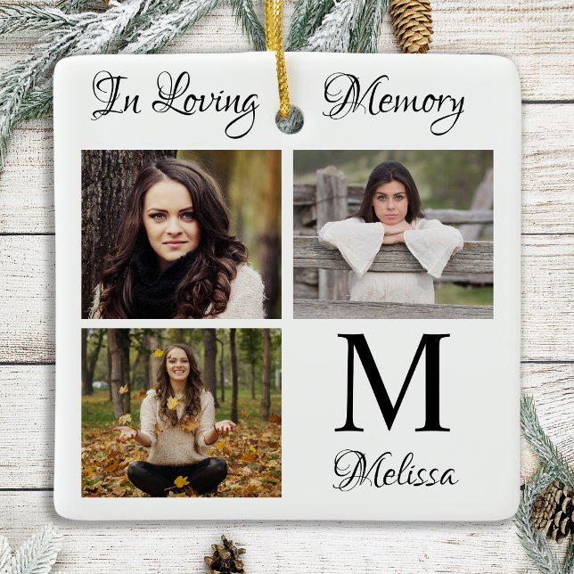 Personalized In Loving Memory Photo Collage Ceramic Ornament (Creator Uploaded)