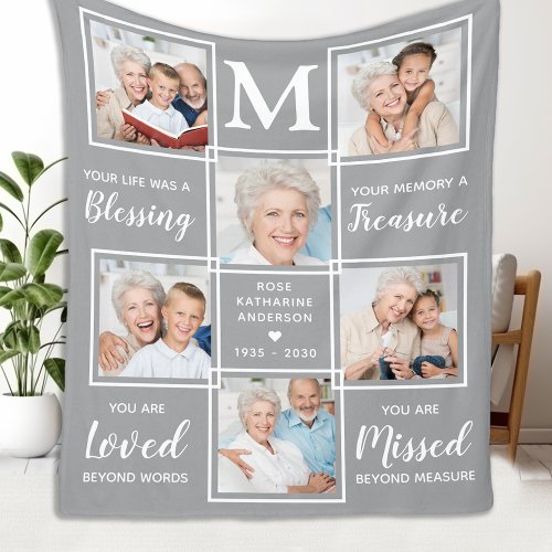 Personalized In Loving Memory Photo Collage Fleece Blanket