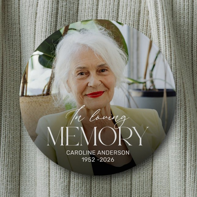 Personalized In Loving Memory Photo Memorial Button (Creator Uploaded)