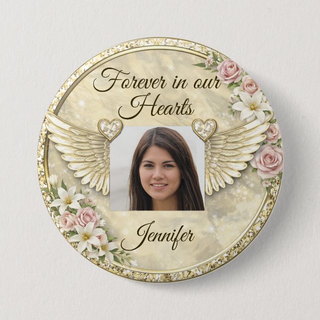 Personalized In Memorial Photo Template Button (Front)