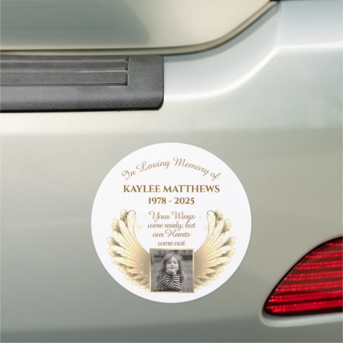 Personalized In Memory Memorial Angel Wings Photo Car Magnet