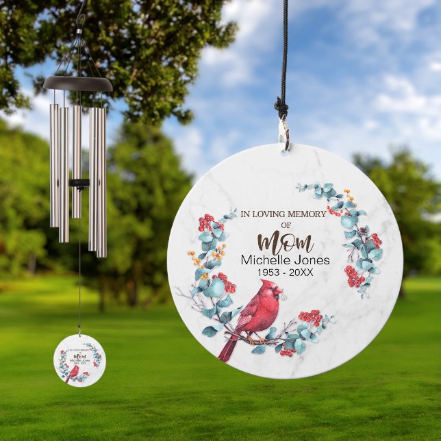 Personalized In Memory Red Cardinal Wind Chime (Outdoor)