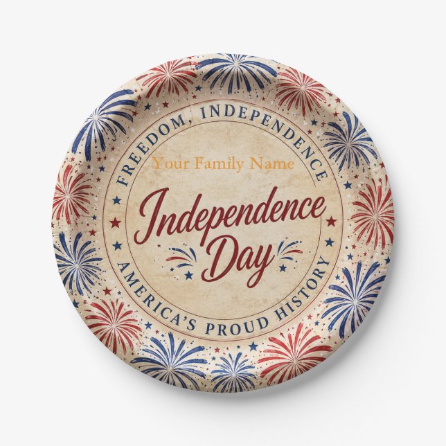 Personalized Independence Day Celebration Paper  Plates (Front)