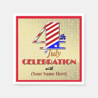 Personalized Independence Day cocktail napkins 