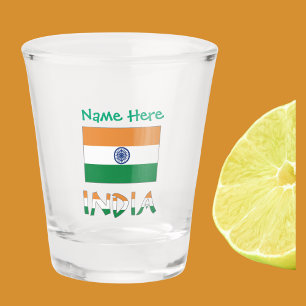 Personalized India Flag Gift Shot Glass