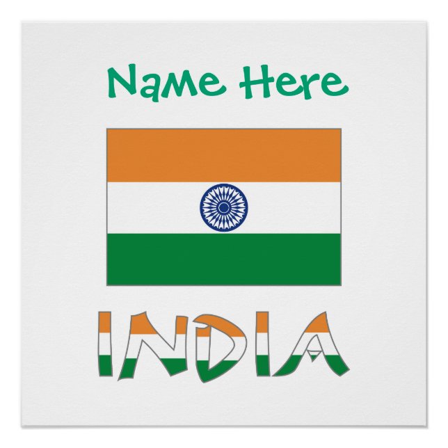 Personalized India Flag Name Poster (Front)
