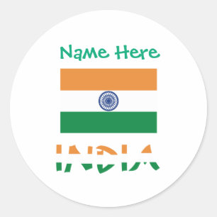 Personalized India Flag Round Classic Round Sticker