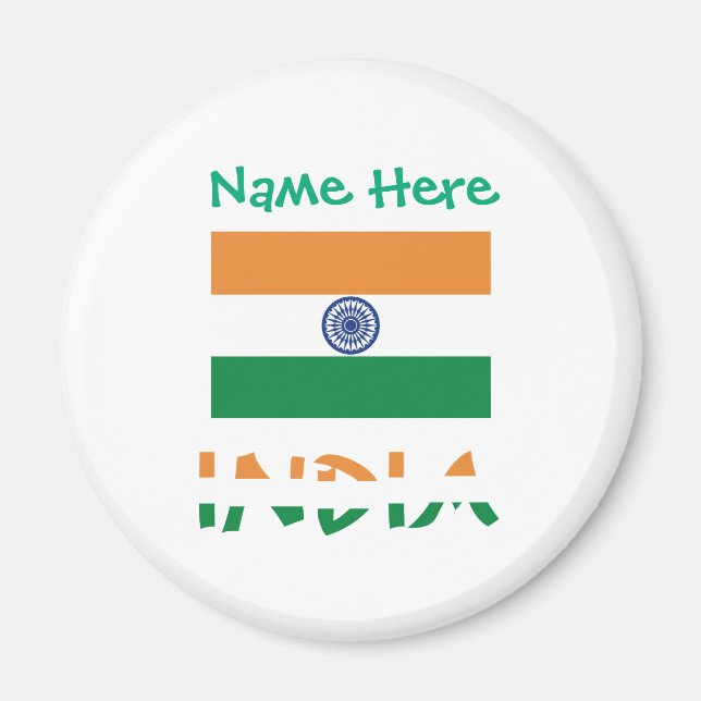 Personalized India Flag Round Magnet (Front)