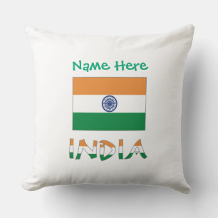 Personalized India Flag Square Throw Pillow