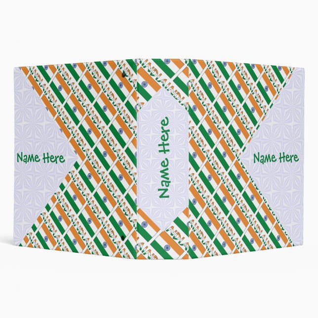 Personalized India Tiled Flag 3 Ring Binder (Background)